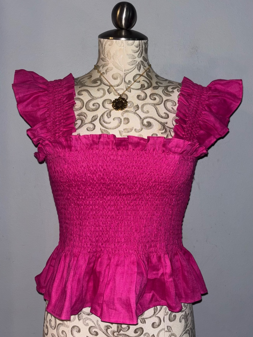 Hill House Smocked Peplum Tank - Hot Pink